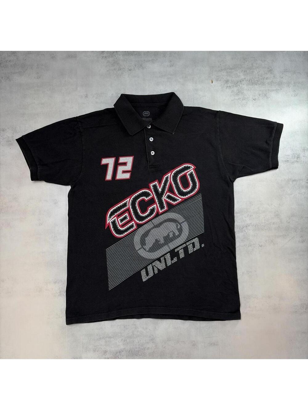 Y2K Black Ecko Unltd Grunge Skater Polo Shirt